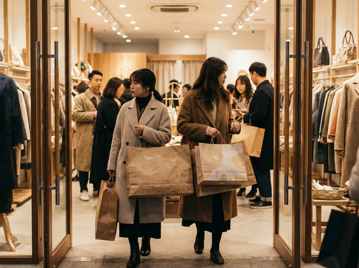 客製化紙袋使用情境，品牌零售店手提紙袋的實際使用場景展示。