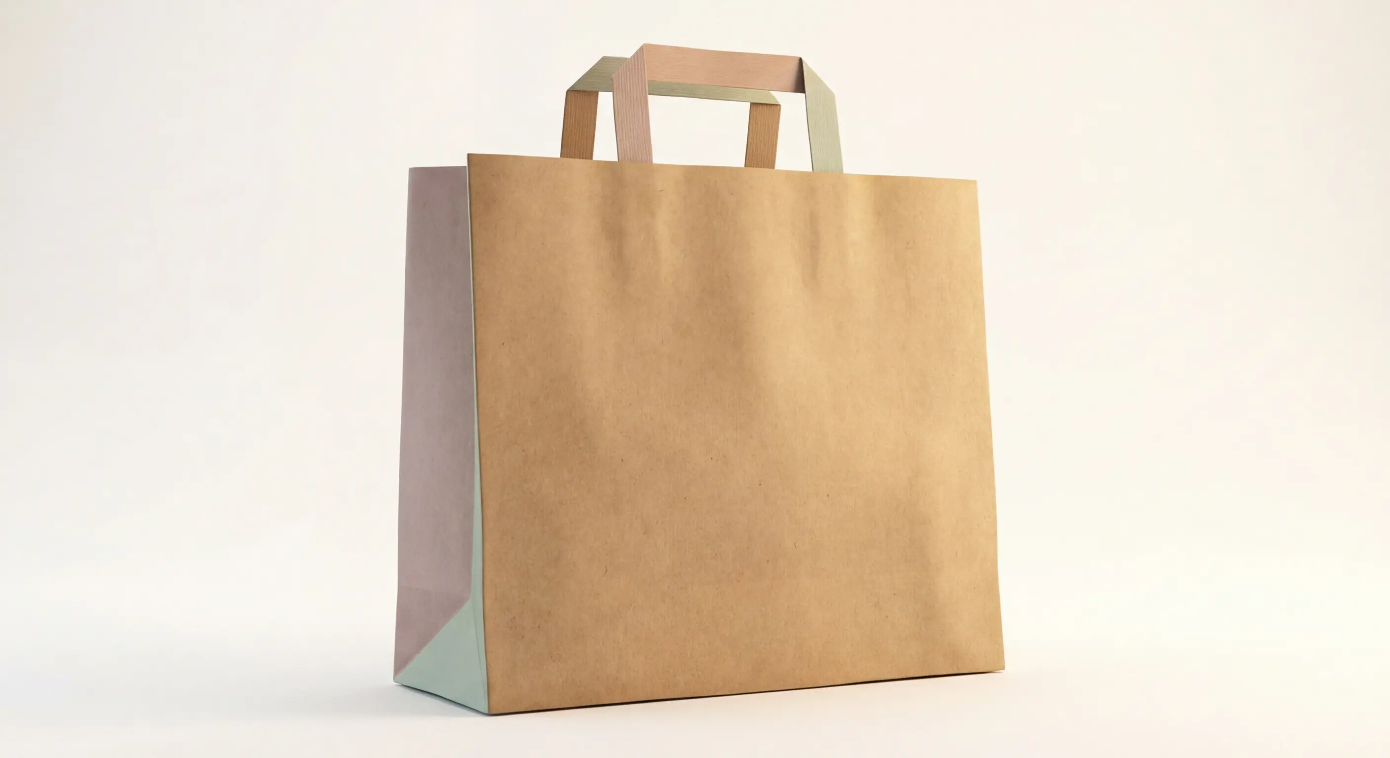 平口紙袋印刷成品展示圖，說明沒有提把的紙袋適用場合與設計重點，協助品牌了解平口紙袋印刷的應用與優勢。